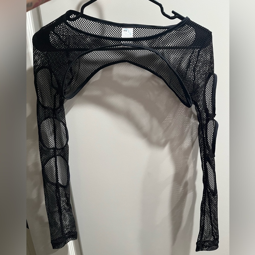 Black Mesh Long Sleeve Top